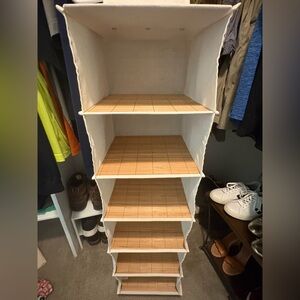 Hanging Closet Organizer, Bamboo/Canvas, 6-Shelf, 1.5 x 13 x 14.5 inches